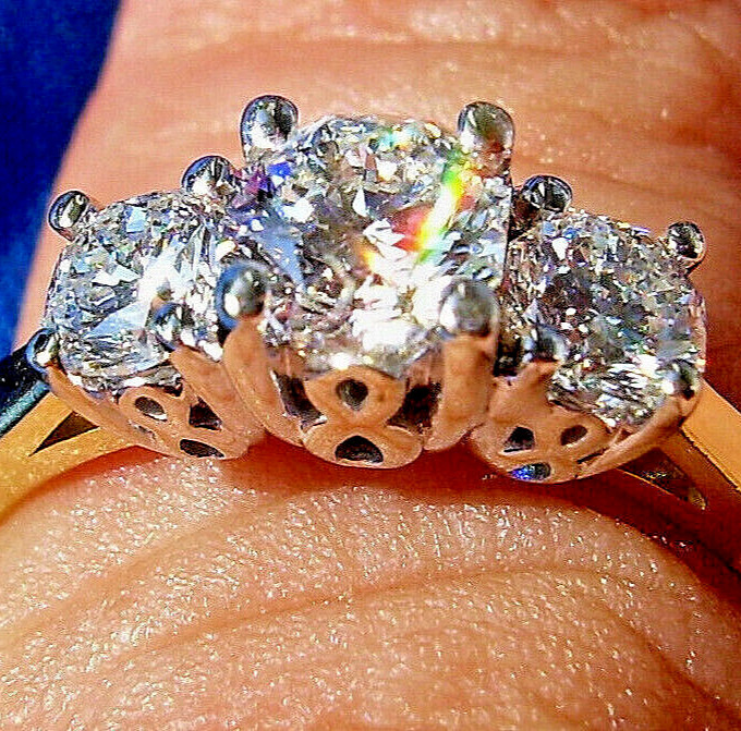 Original EARTH MINED DIAMOND Octagon cut Deco Engagement Ring Vintage Trilogy 6