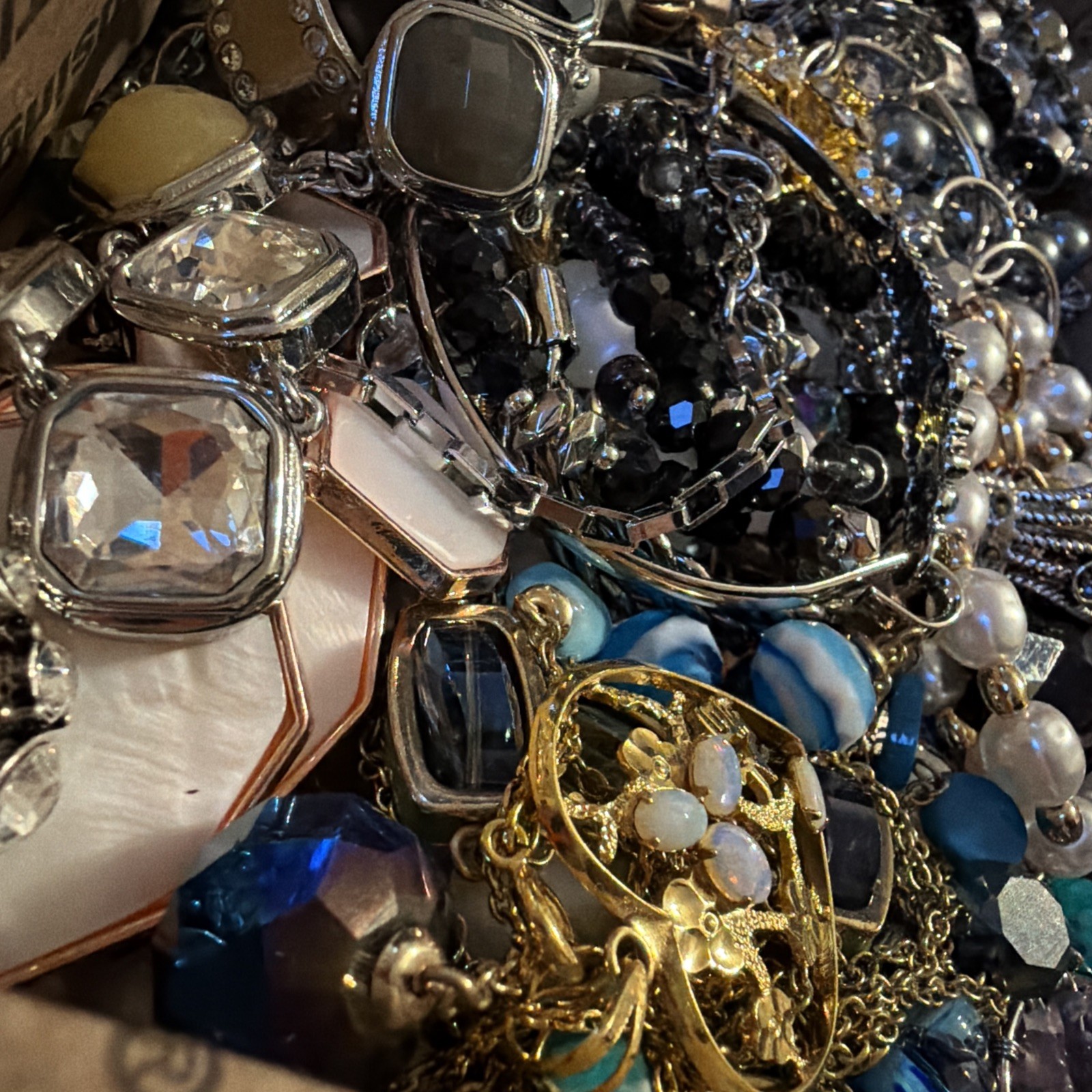 Vintage to Now Jewelry Lot All Wearable Untested. No Junk. Box B8 Rhinestones