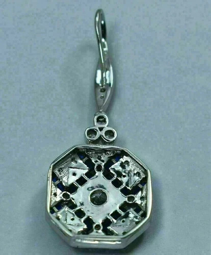 Art Deco Style Round Lab Created Diamond 925 Silver Anniversary Earrings