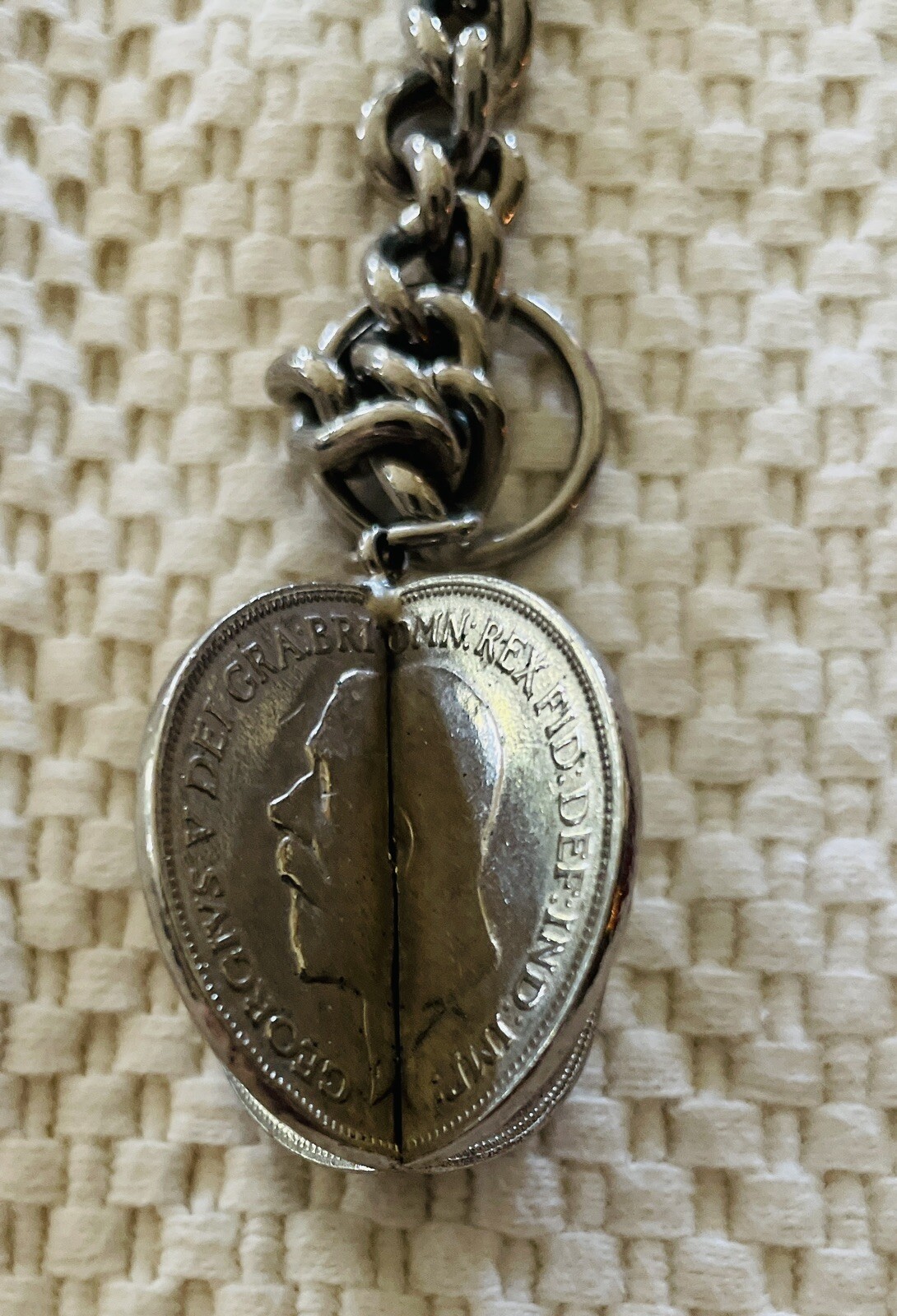 Vintage Silver Coin Bracelet Great Britain George V One Penny 7.25”