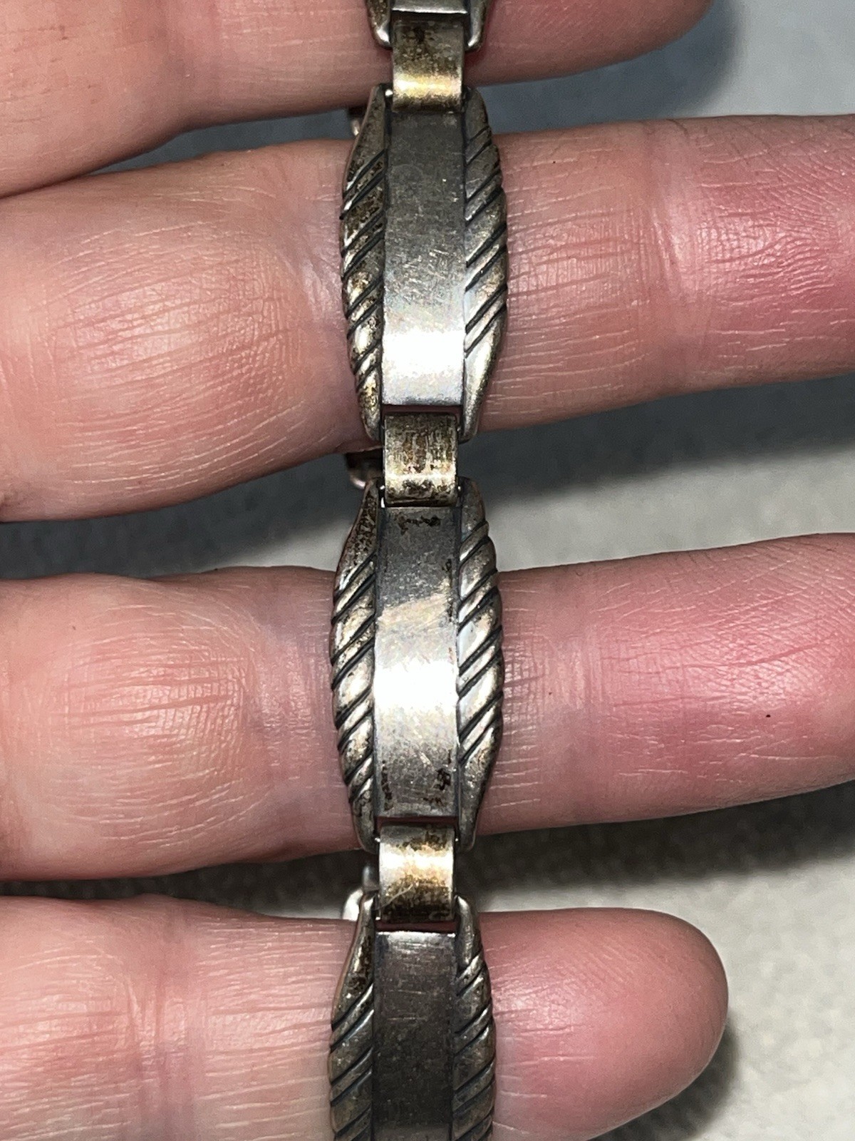 Vtg James Avery Elegant Sterling Silver Linked Etched BRACELET