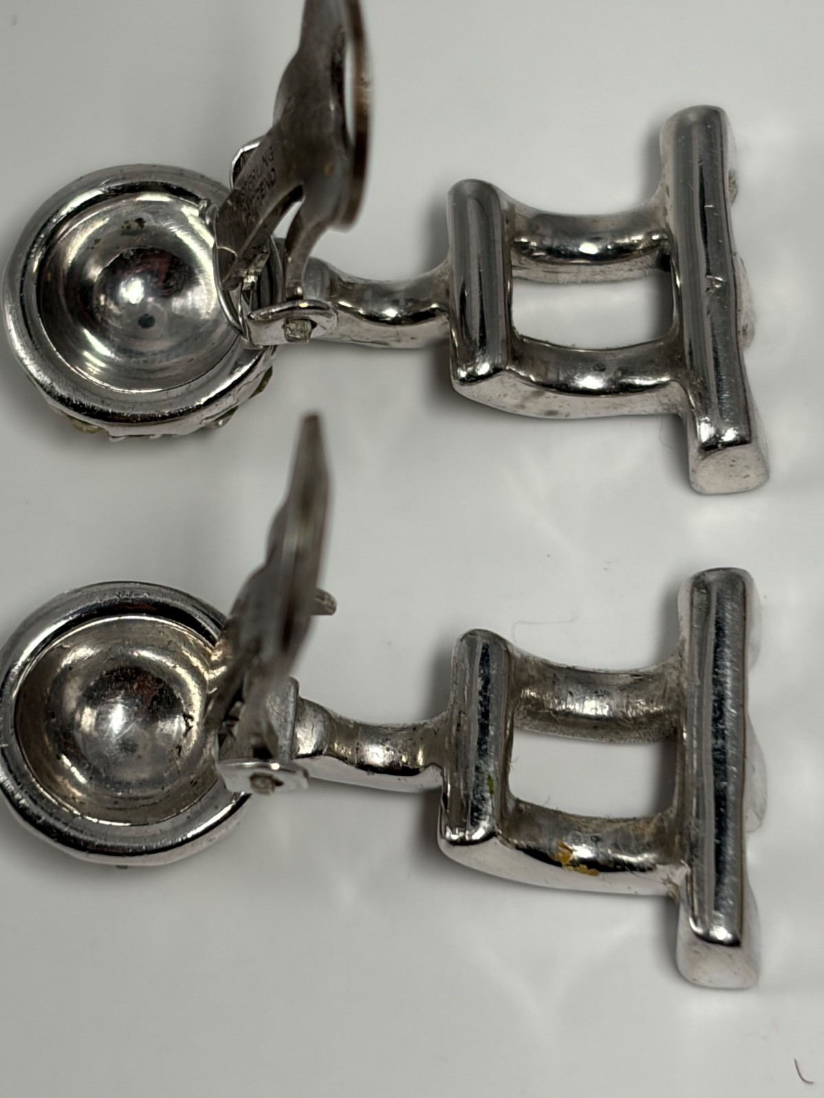 Art Deco Sterling Silver Rhinestone Drop Earrings Pat Pend Vintage 1930s