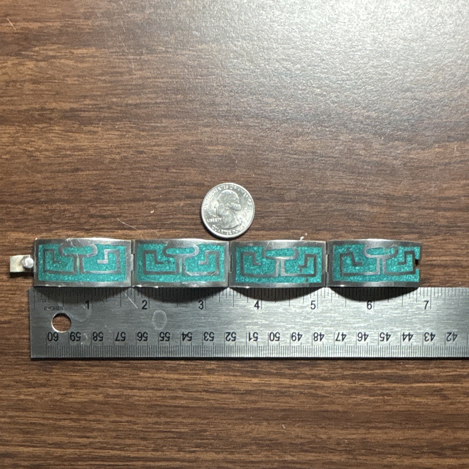 925 Vingage signed Taxco, MX. Silver Pendant and Braclet W/ Turquoise chip inlay