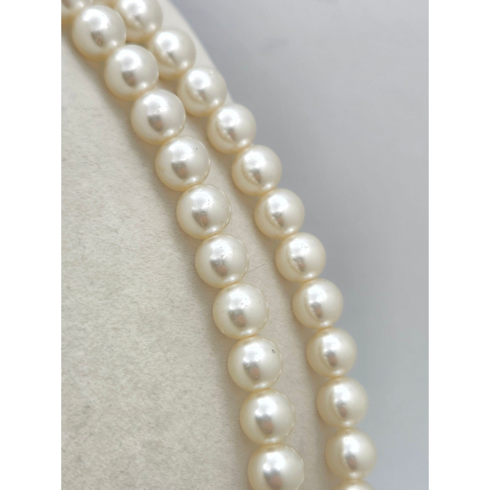 Vintage Style Multi-Color Cabochon Flower & Faux Pearl Double Strand Necklace –