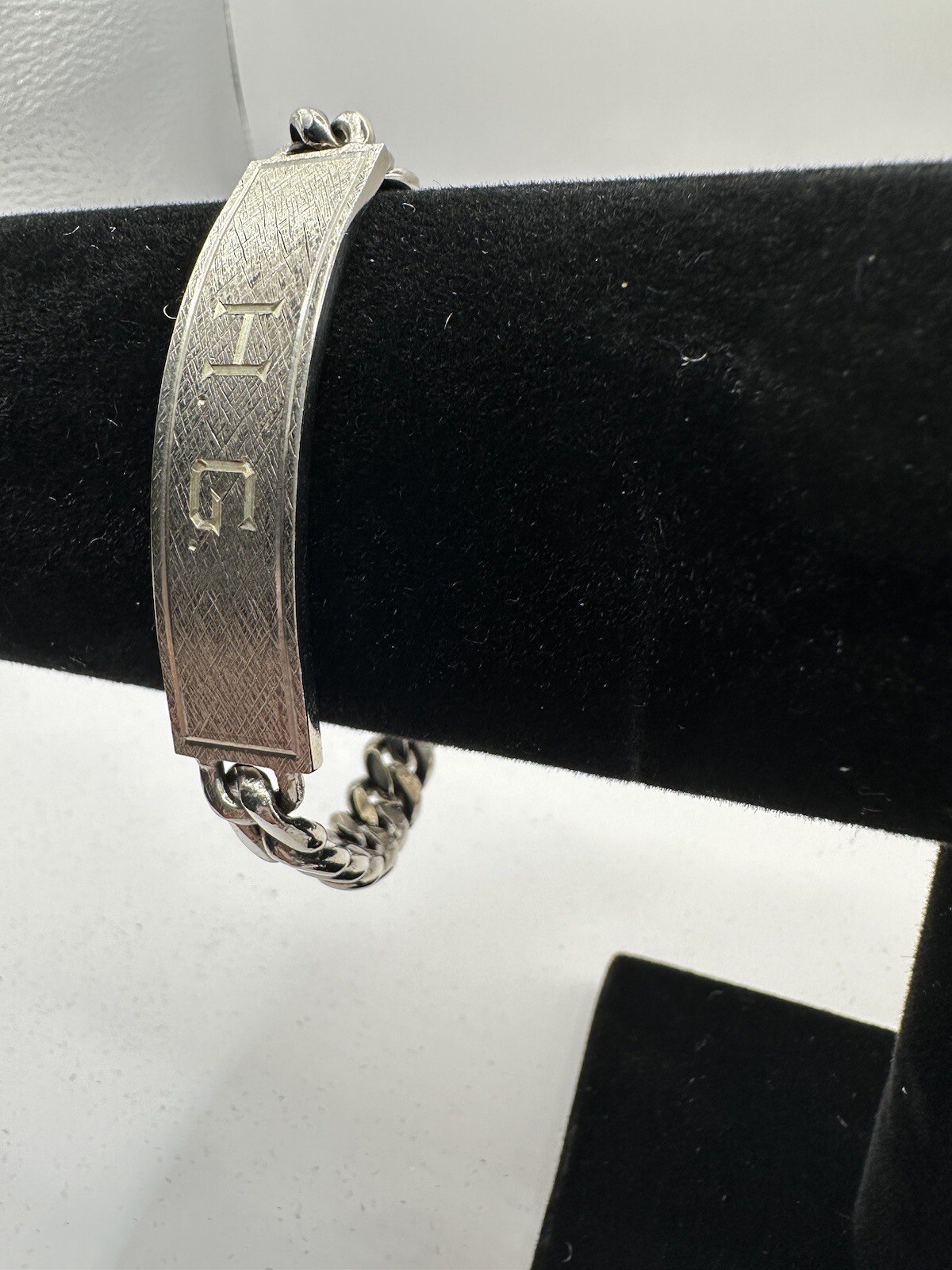 Sterling Silver Vintage SKL Identity ID Bracelet “H.G.” 8-inch Curb Chain