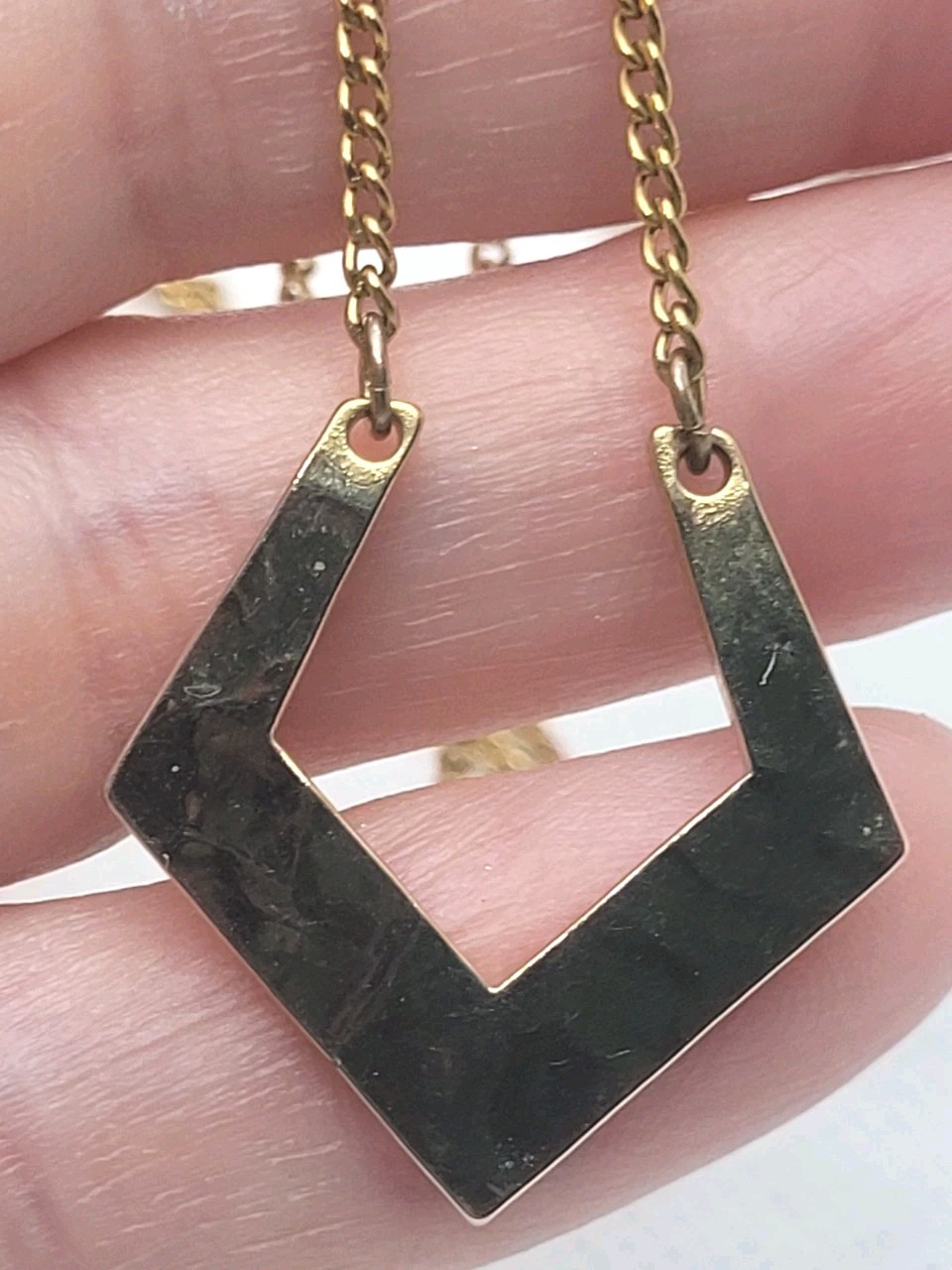 Set Of 3 Vintage Gold Tone Necklace Chain Pedant Charm.
