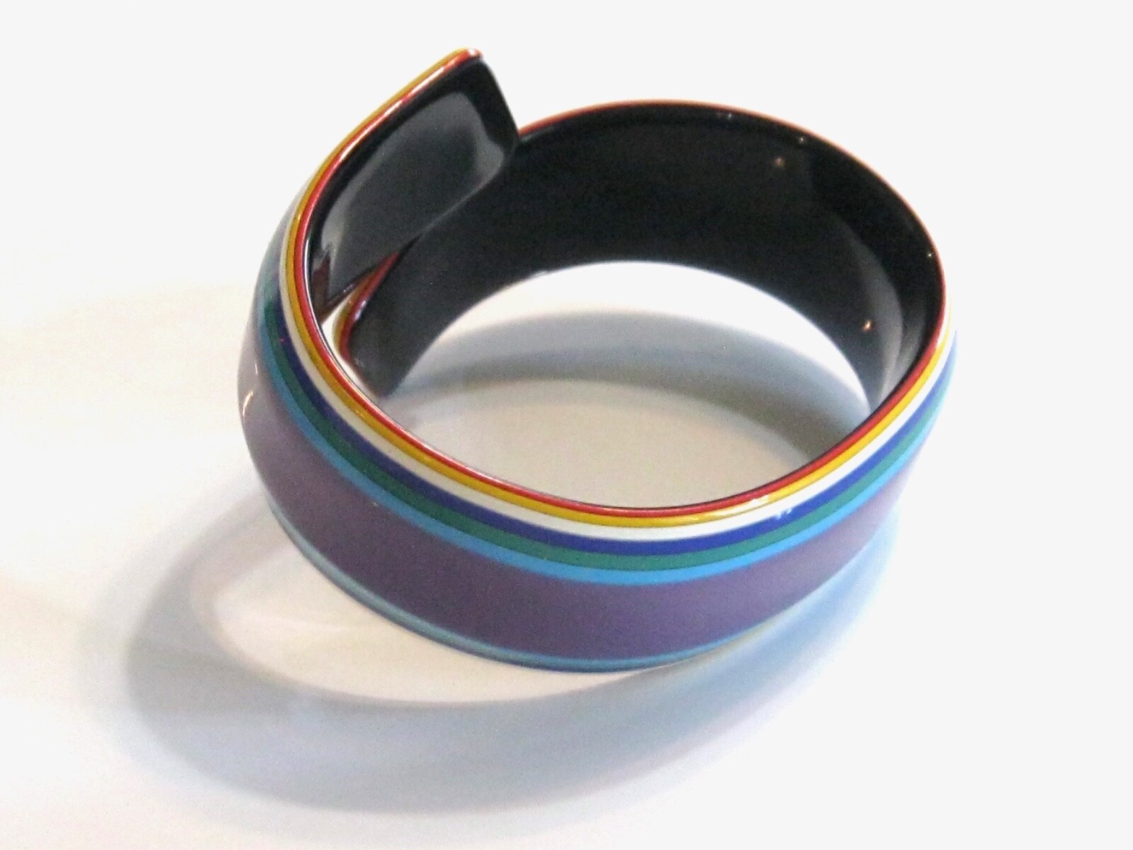 COLORFUL RETRO VINTAGE BYPASS WRAP LAYERED CELLULOSE ACETATE BANGLE BRACELET