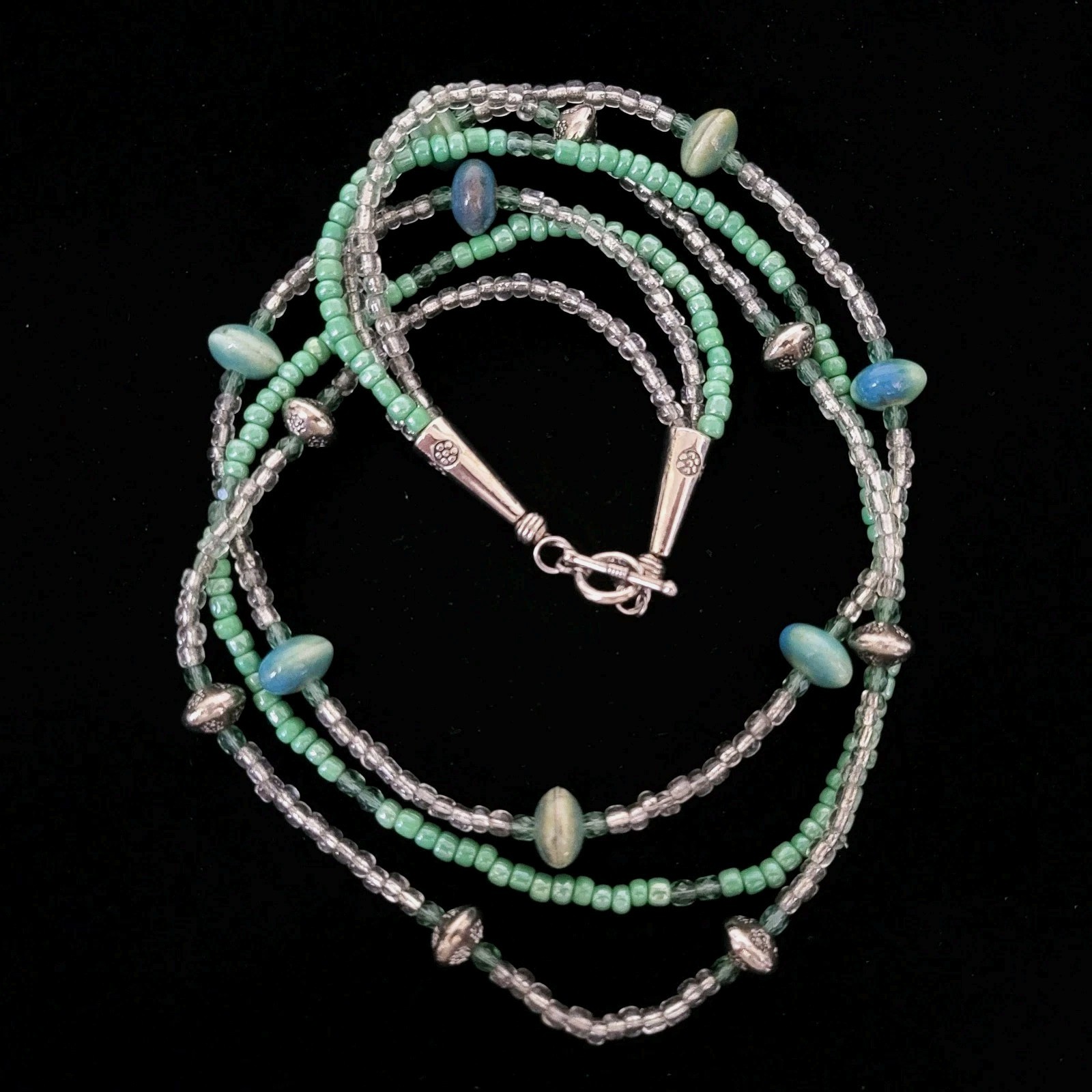 Vintage Beaded Necklace Multi Strand Multiple Style Beaded 18″ Necklace