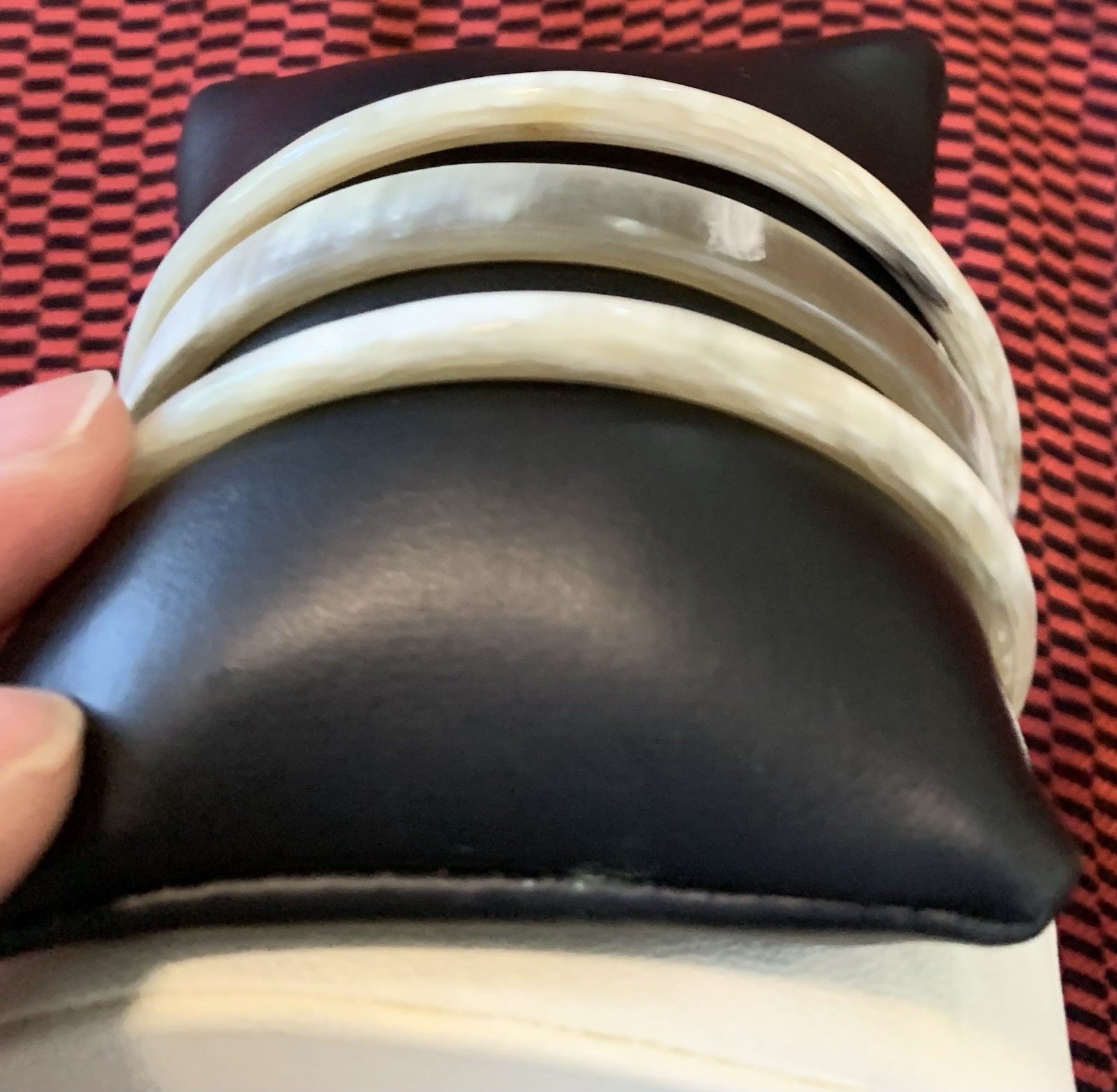 Vintage Boho Bangle Bracelets In White, Cream Colors Bovine Bone Set Of 3