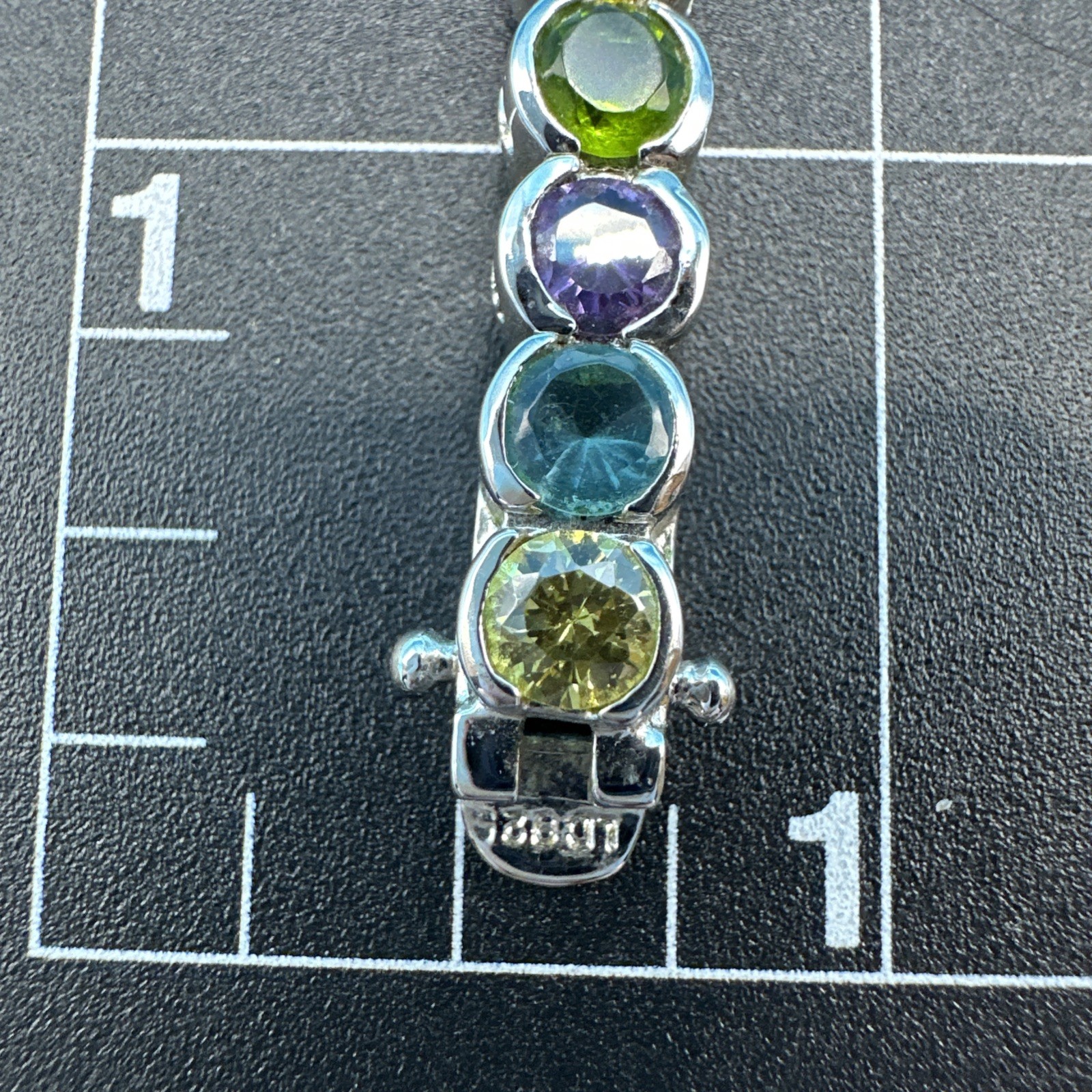 Vintage Suzanne Somers MultiColor Bezel 925 Silver Bracelet 7.5in/Necklace 18in