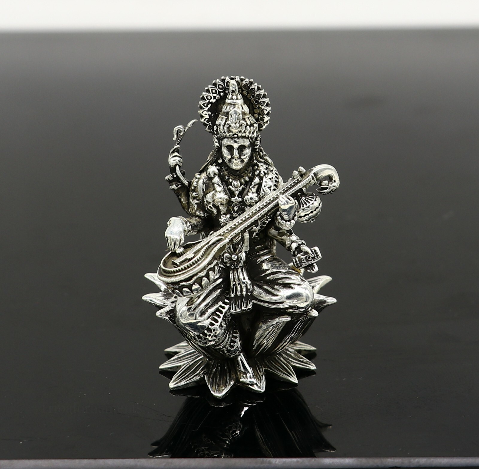 925 sterling silver Goddess Saraswati statue, figurine, puja article art121
