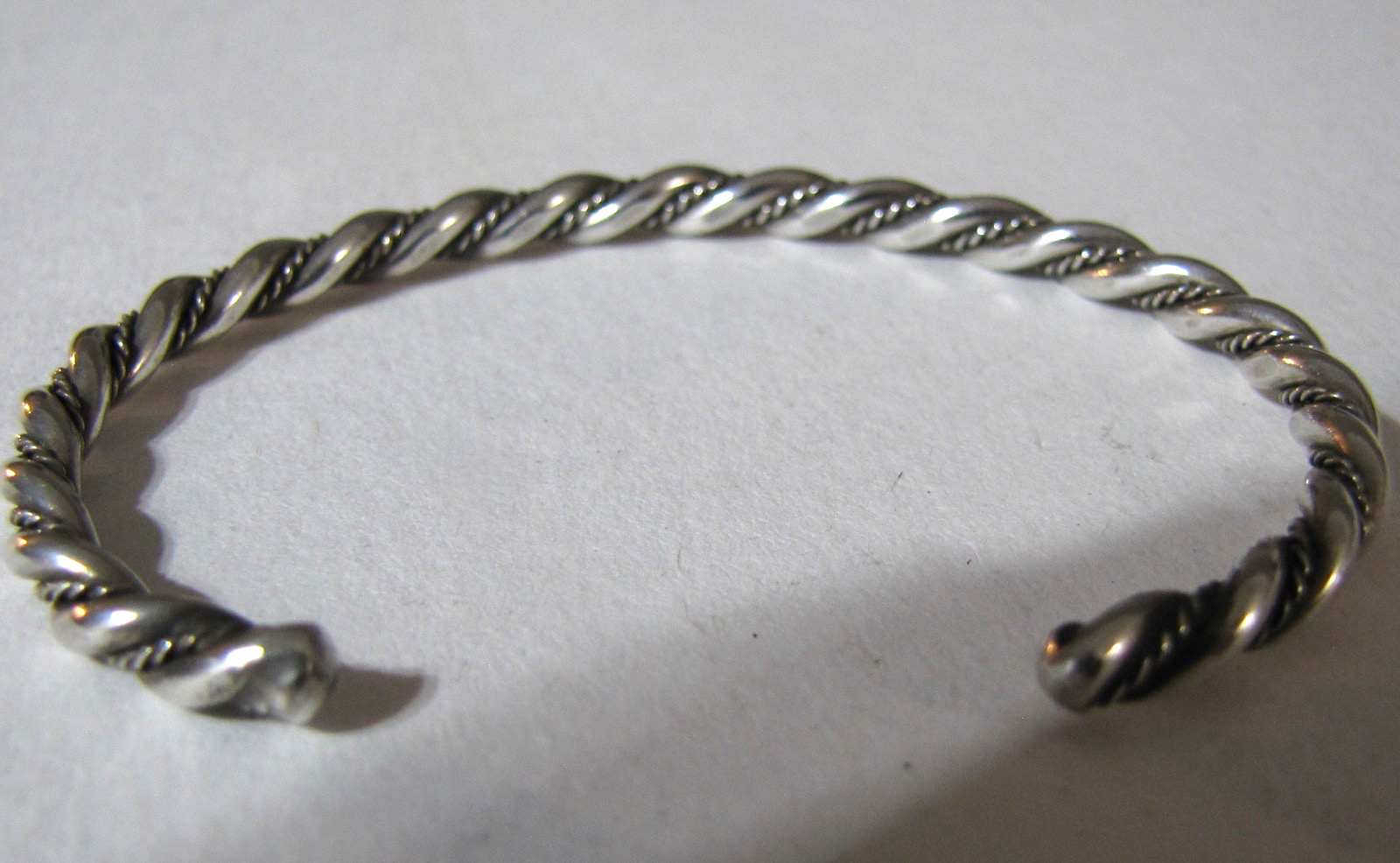 Vintage Sterling Silver Twist Rope Cuff Bracelet Minimalist Southwest Stackable