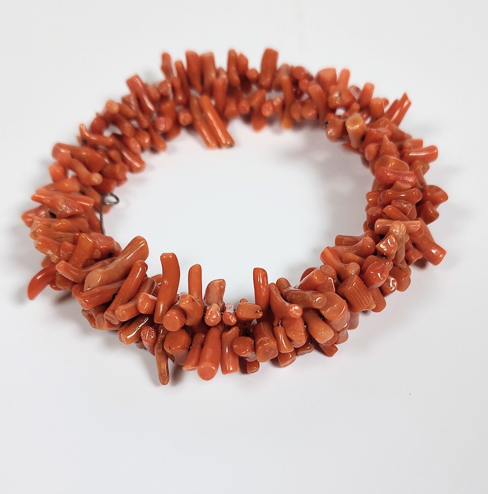 Vintage 1970’s Natural Orange Red Coral Stick Branch Wrap Bracelet