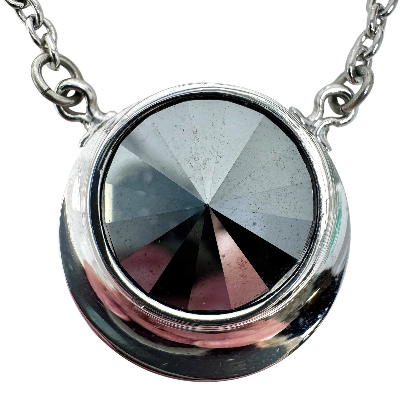 Vintage Sarah Coventry Silver Tone Faux Hematite Rivoli Necklace Clip Earrings