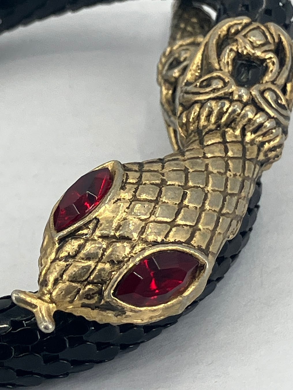 Vintage Snake Bracelet Black Mesh Bypass Wrap DL Auld