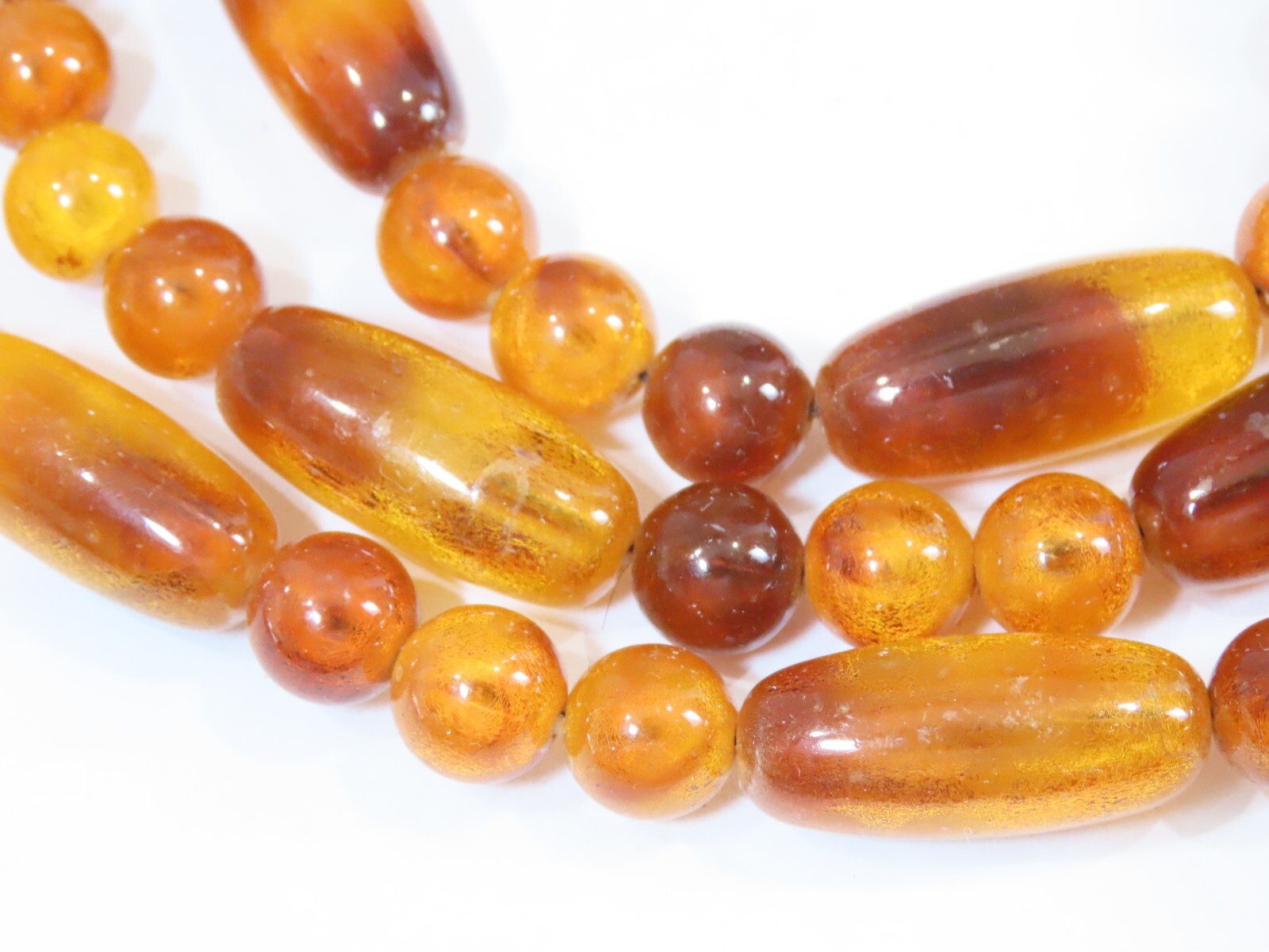 Vintage Necklace Lot Beaded Lucite + Tribal 23-26″ Yellow Butterscotch D1887