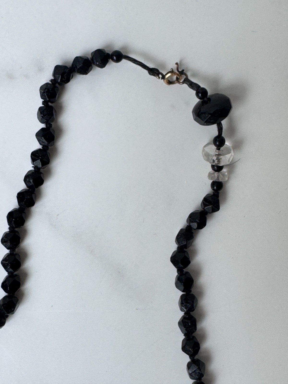 Antique Victorian Black Jet Mourning Fancy Bead ROPE Necklace, Repair NEEDED