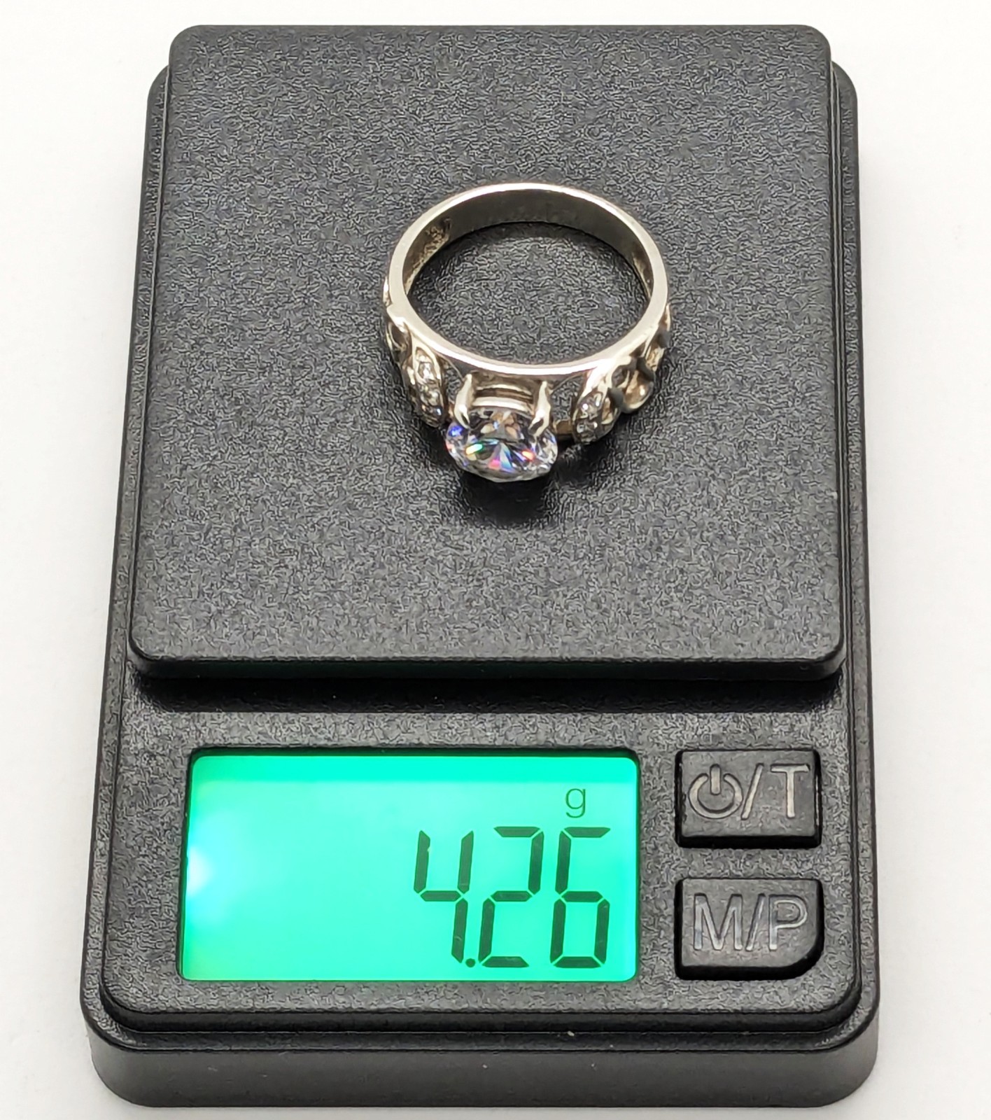 Vintage Elegant RING Silver 925 with Bright Stone -size: 8.75US (18.5mm)| UA #56