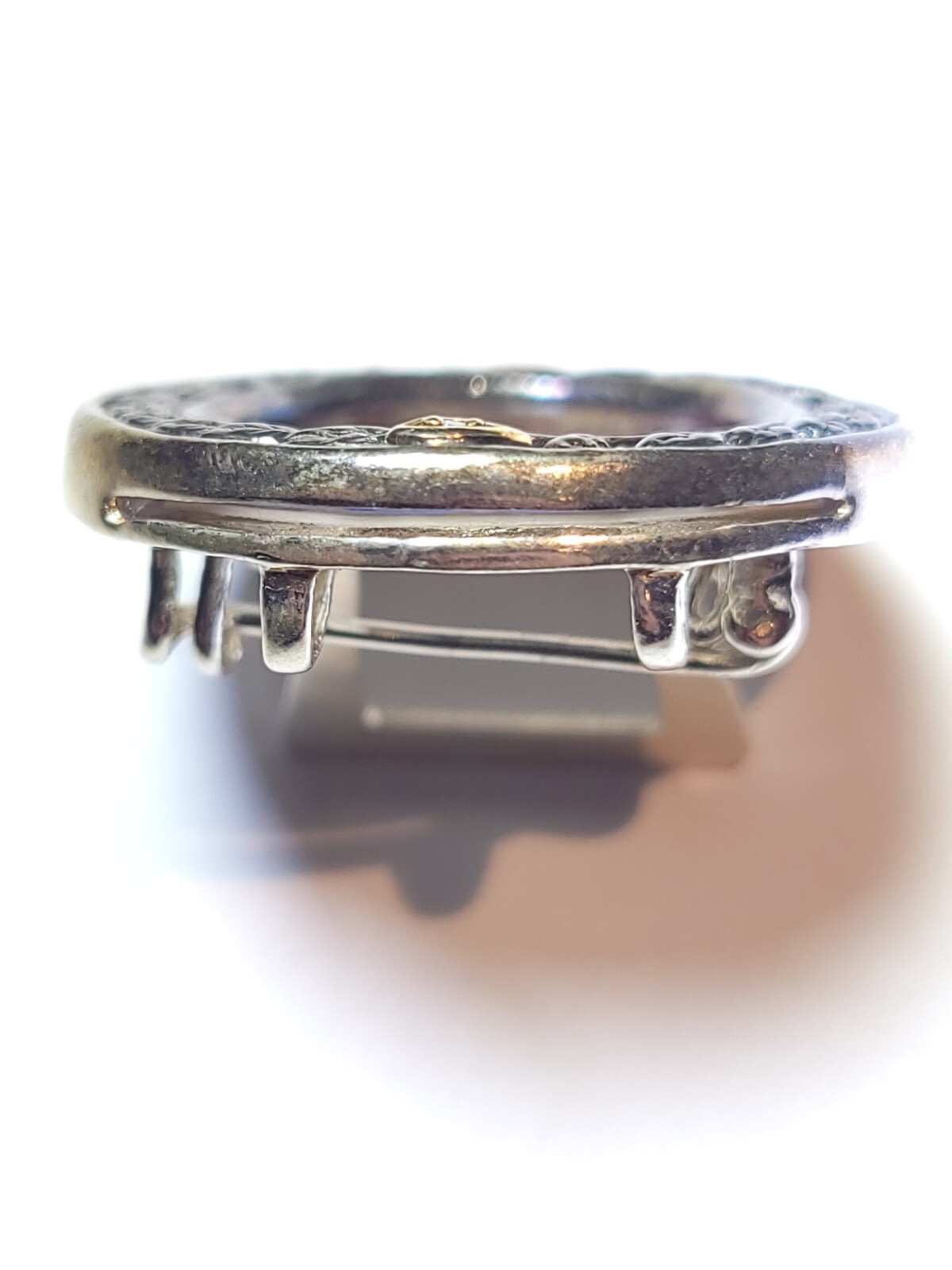 Sterling Silver 10k Gold & Diamond Vintage Mini Picture Frame / Pendant / Brooch