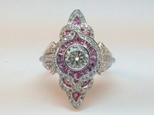 3.10Ct Art Deco Style Lab Created Diamond Anniversary 14K White Gold Finish Ring