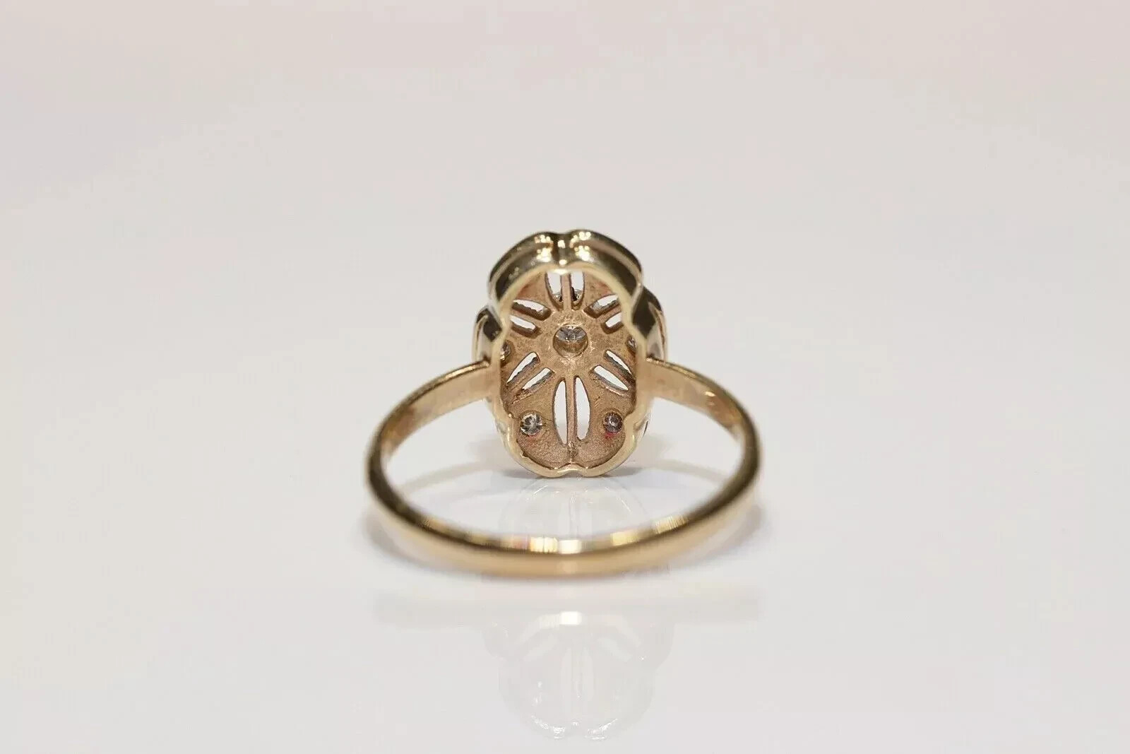 Art Deco Style Lab Created Diamond Filigree Floral 14K White Gold FN Gift Ring