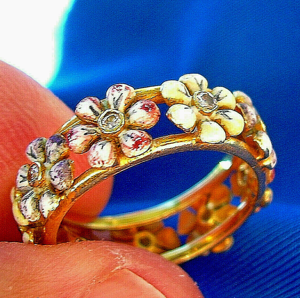 Original EARTH MINED DIAMOND Deco Wedding Band Antique Eternity Anniversary Ring