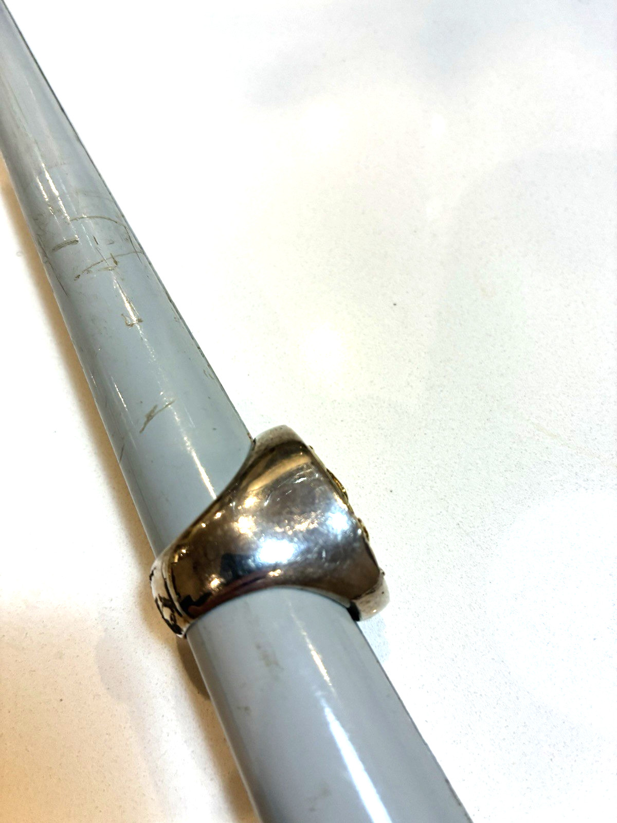 VINTAGE STERLING SILVER & GOLD MEN’S RING UNIQUE FIGURAL HEAVY WOW