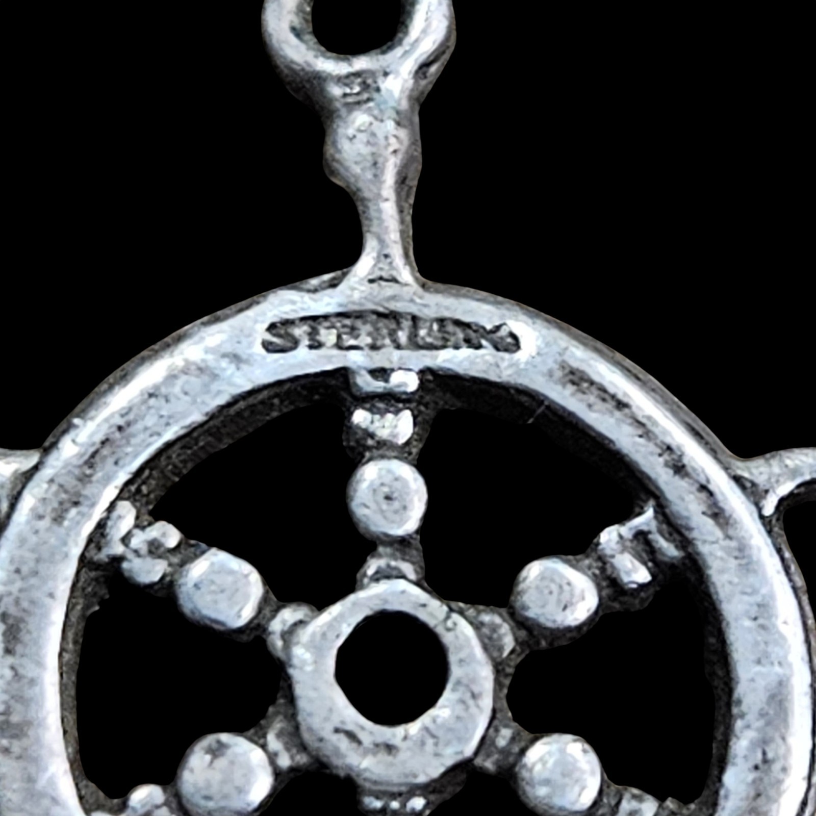 ​Sterling Silver 925 Vintage Ship Wheel Helm Nautical Charm Pendant 3.39g
