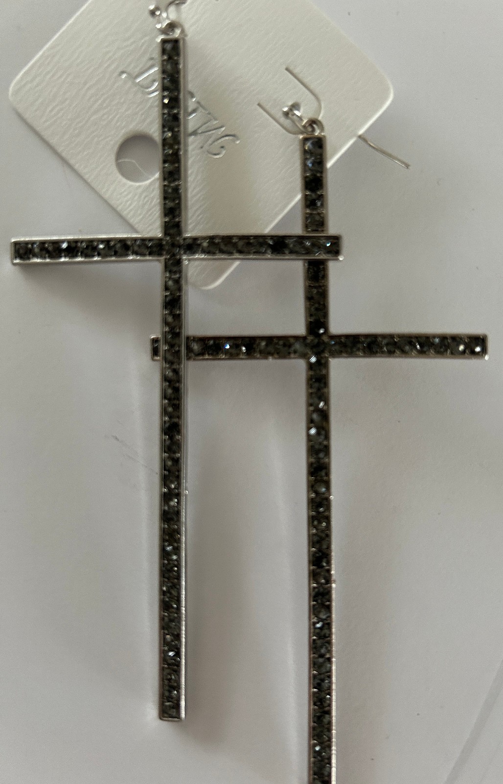 XL Long Dangle Rhinestone Cross Earrings Pierced CHOOSE from 3 Styles