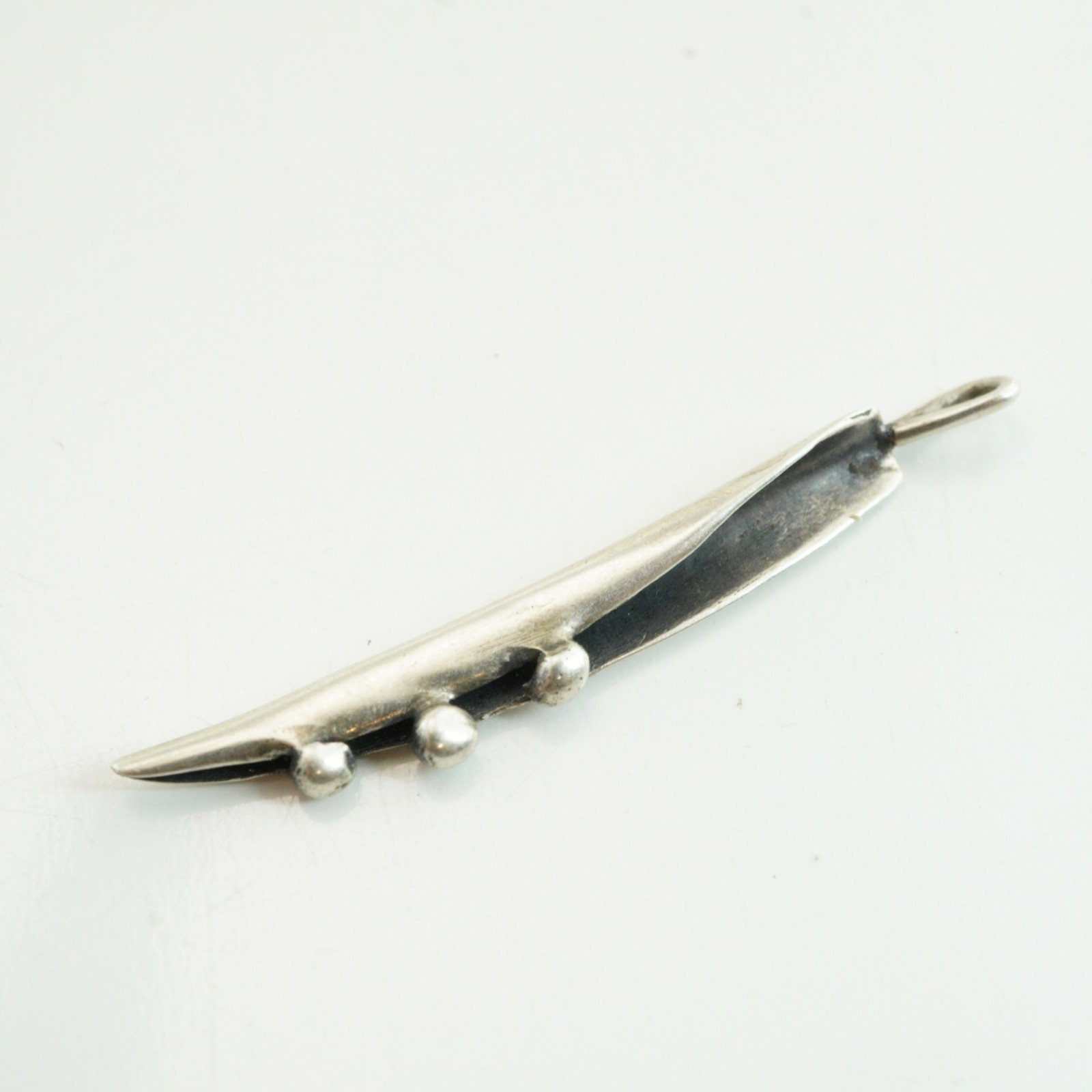 Vintage Sterling Silver Peas in a Pod Pendant Modernist Abstract Design