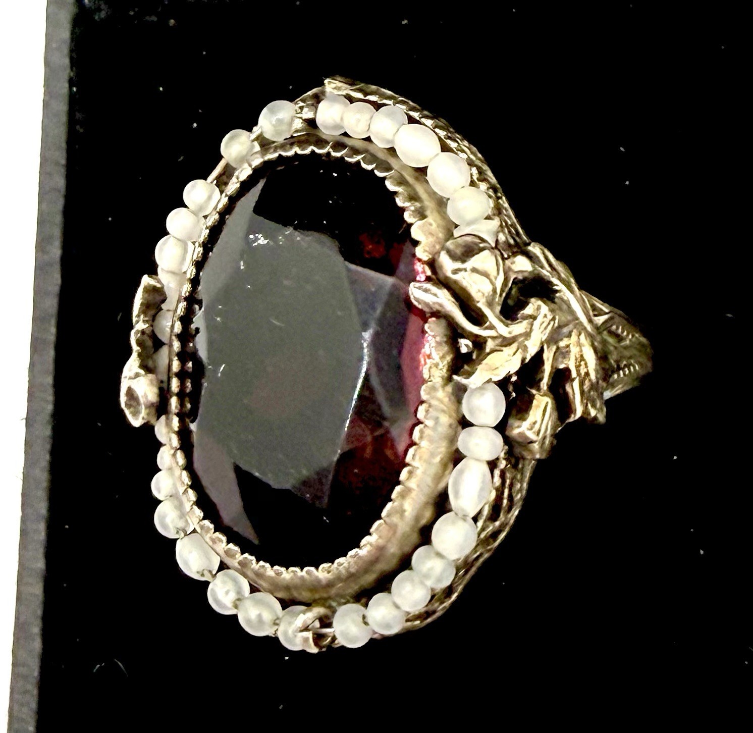 VTG ART DECO CZECH PURPLE GLASS STERLING SILVER RING