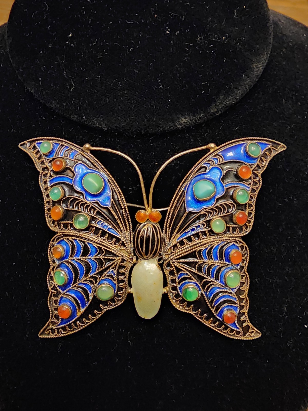 1992 MMA Cleo Butterfly Brooch Enamel Figural Pin Marked MMA Cleo