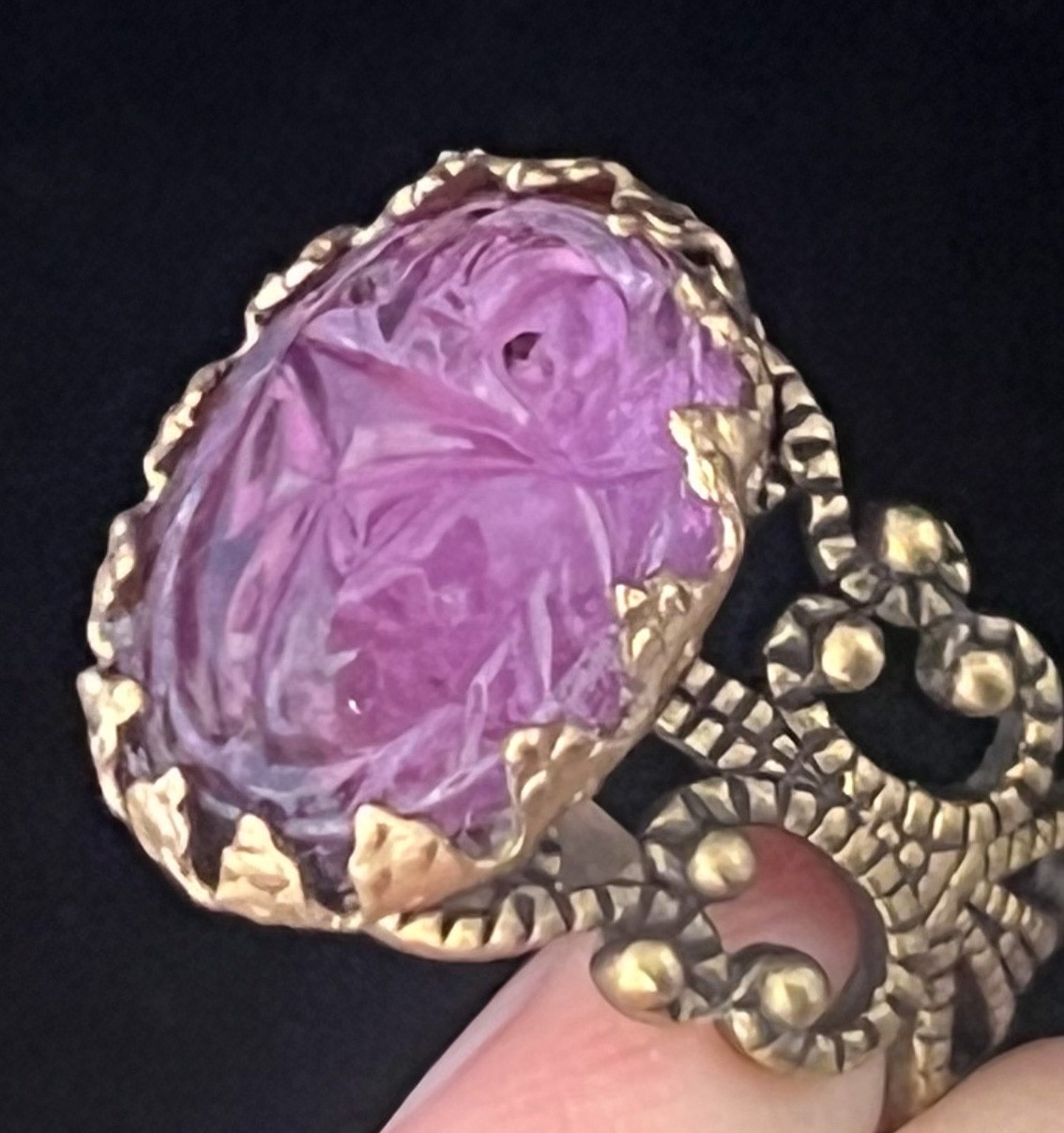Scarab Ring Egyptian Beetle Antique Czech Glass Egyptian Revival Jewelry