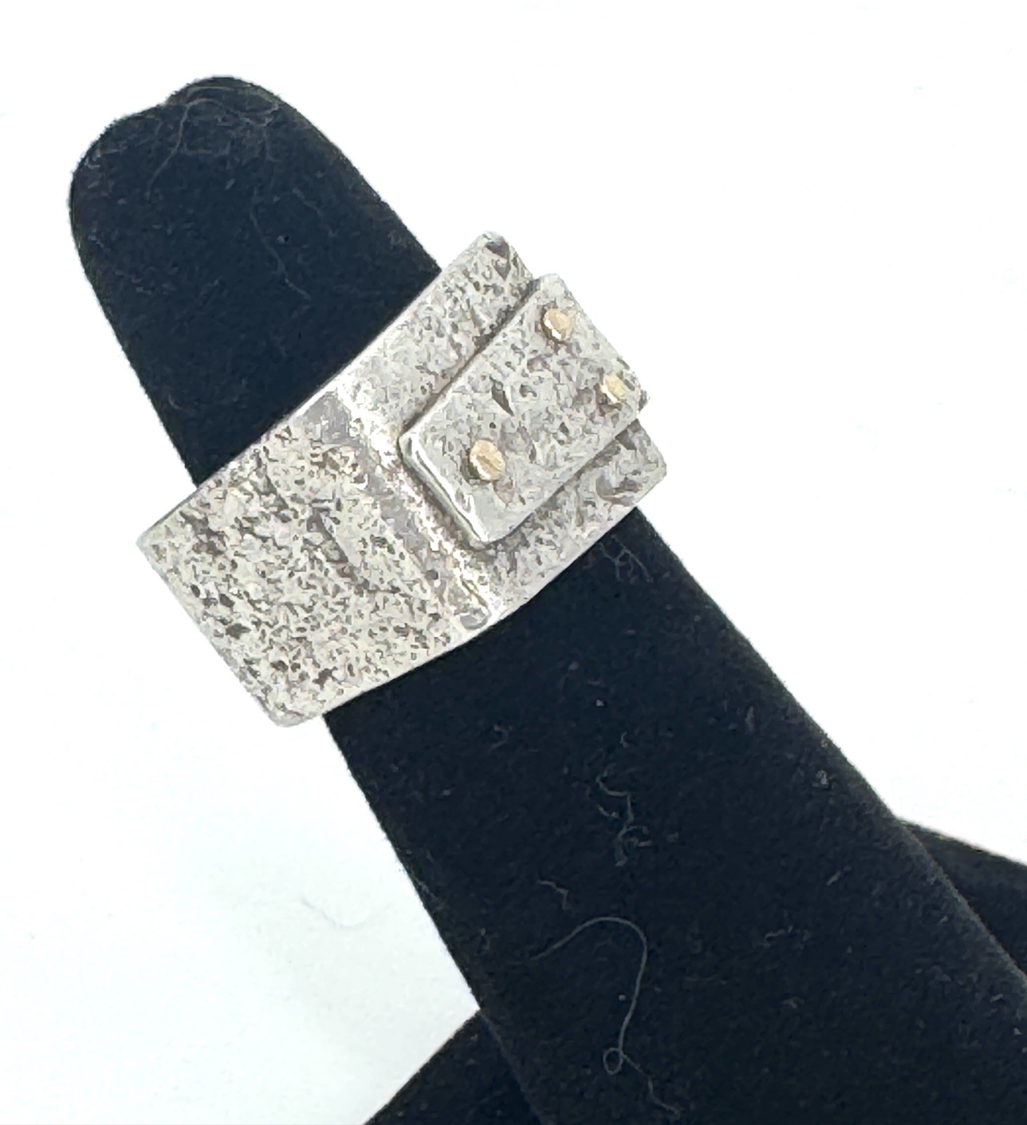 Vintage Modernist Sterling Silver Artisan Square Ring