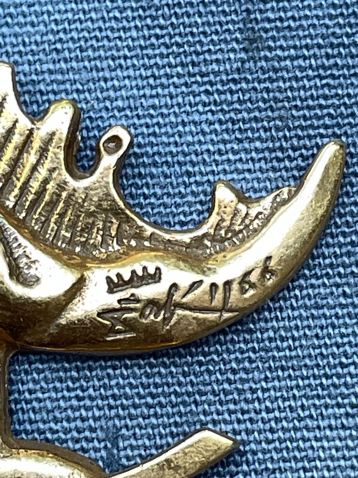 Salvador Dali 1966 Vintage Gold Plate Winged Angel Brooch Pin Wearable Art
