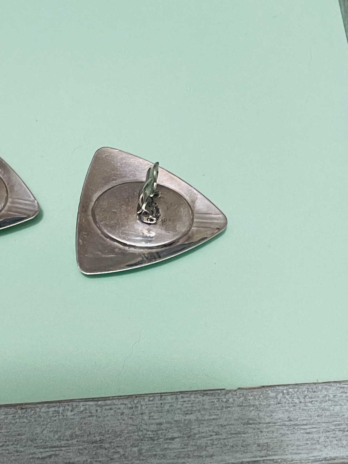 N/A? Zuni Style Mosiac Sterling Silver Earrings Clip-on Large Vintage/Retro 20g