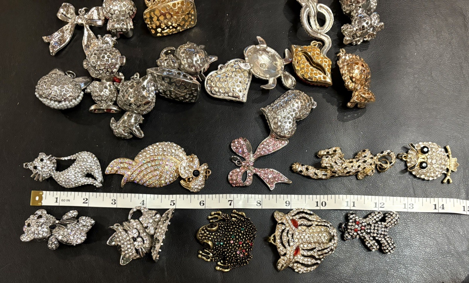 Rhinestone Lot Some Articulated Moveable Cat Tiger Owl Bird Koala Bear Pendants