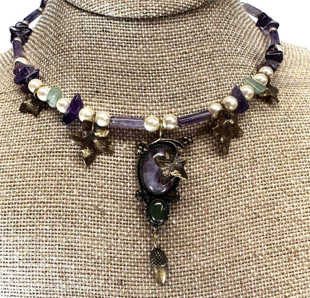 Vintage Necklace Amethyst Bead Whimsical Wire Choker Handmade Fairycore