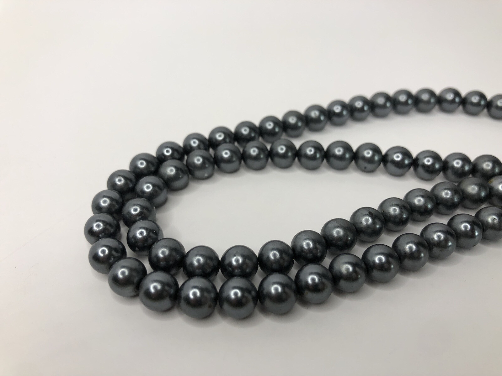 Necklace Costume Jewelry Vintage Long Dark Grey Round Beads