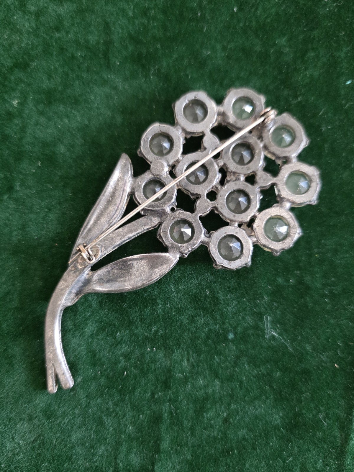 Old Vintage Clear Czech Glass Flower Brooch 20s