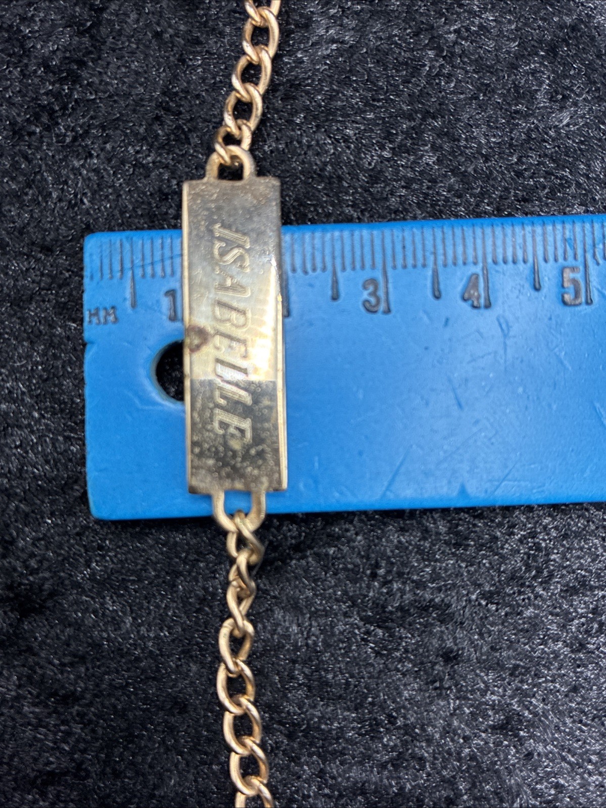 Vintage ID Bracelet Engraved “Isabelle” Gold Tone 6.5” Plz Read