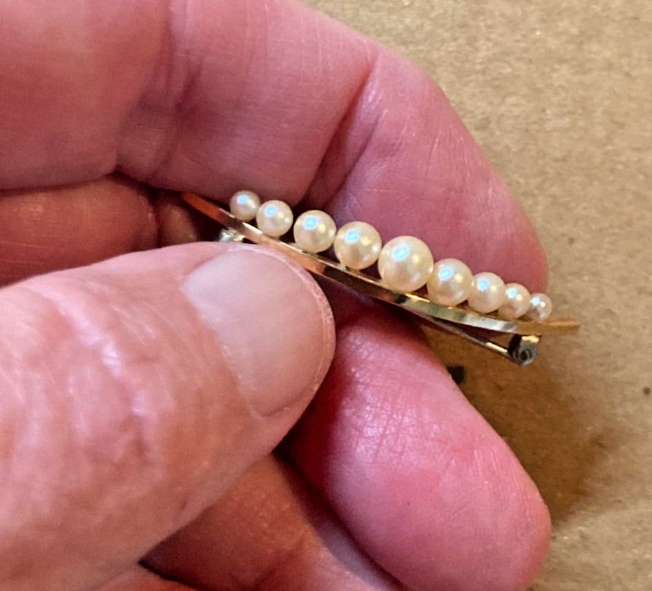 Antique 10k Yellow Gold Seed Pearl Crescent Moon Pin Buy It Now