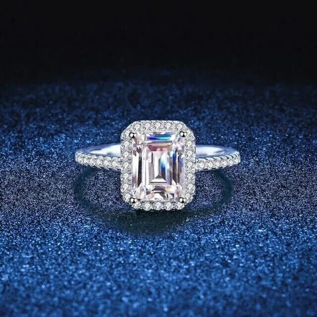 2.5Ct VVS1 Emerald Cut Lab-Created Diamond Engagement 14K White Gold Finish Ring