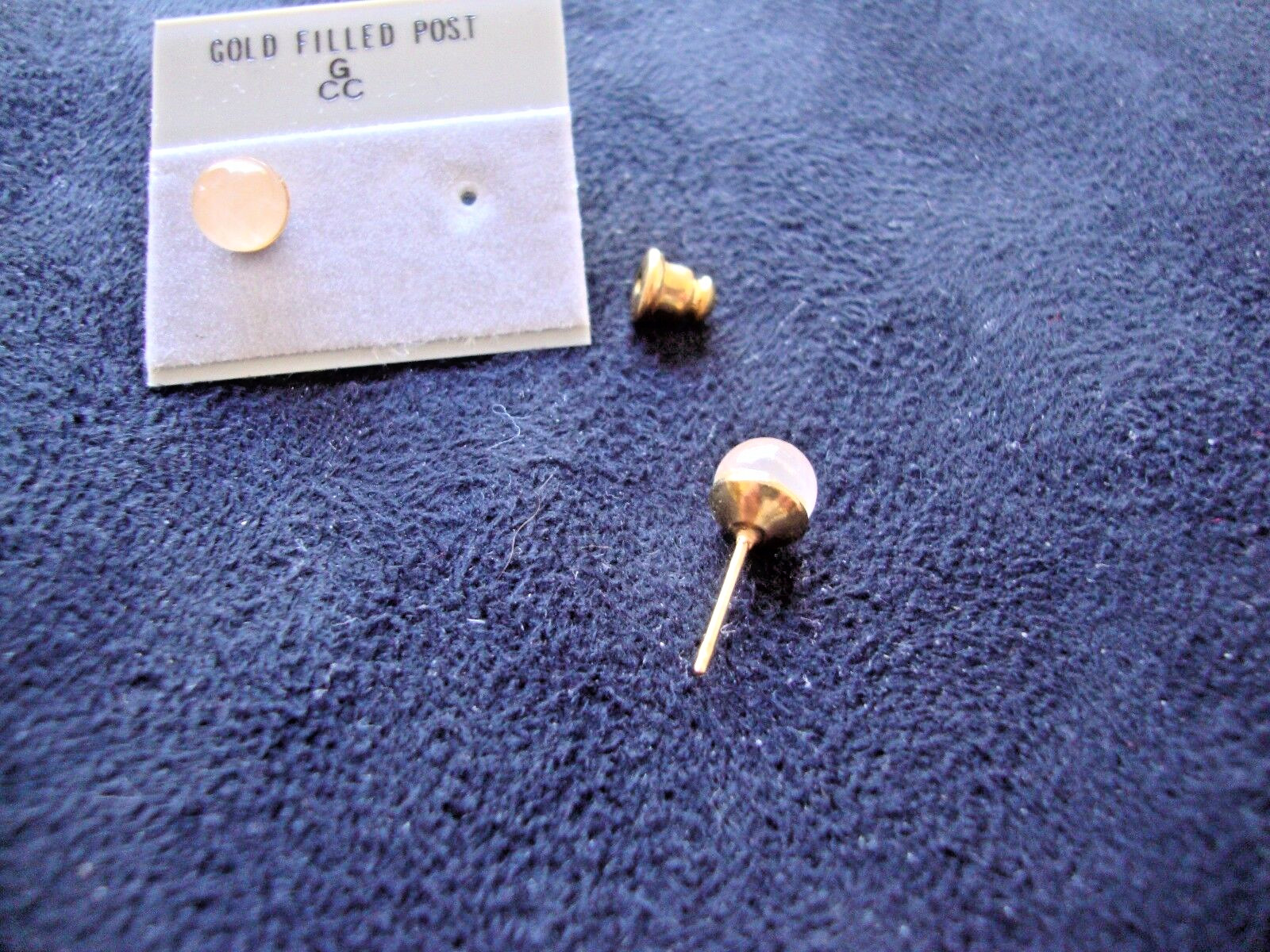 VINTAGE 1970s CLASSIC ROSE QUARTZ 6MM BEAD/BALL GOLD FILLED POST STUD EARRINGS