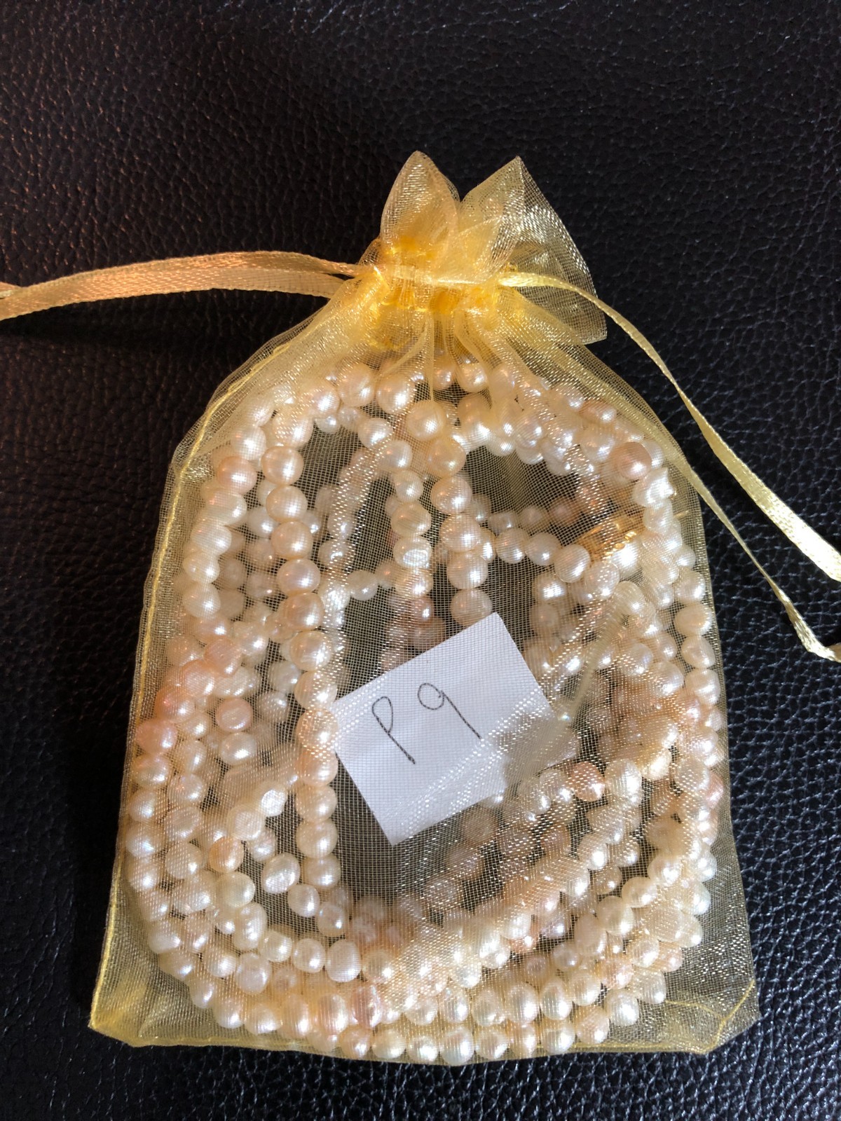 Vintage Peach Cream Cultured Pearl Multi Strand Necklace +Stretch Bracelet P9