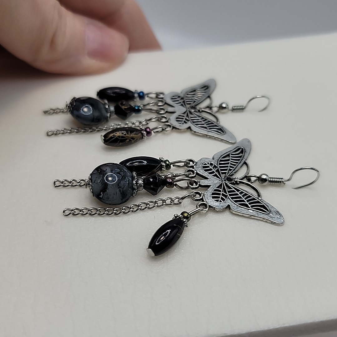 Vintage Butterfly Charm Earrings with Dangles Pierced Earrings