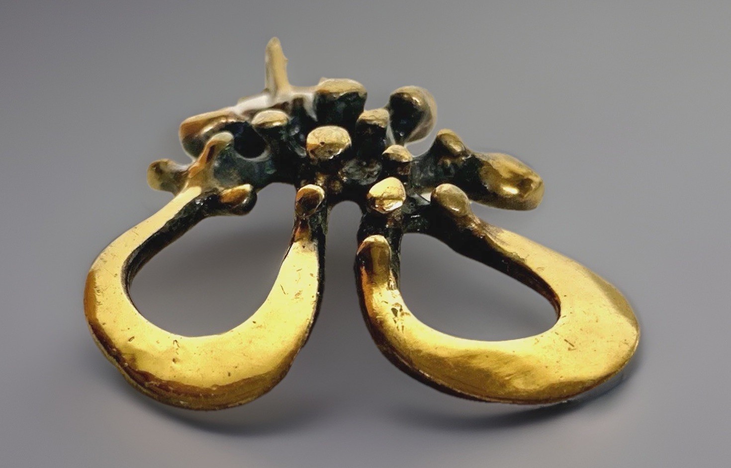 Vtg MCM Cast Bronze/Brass Jack Boyd Biomorphic Spore Pendant, Hang Length 2-1/2″
