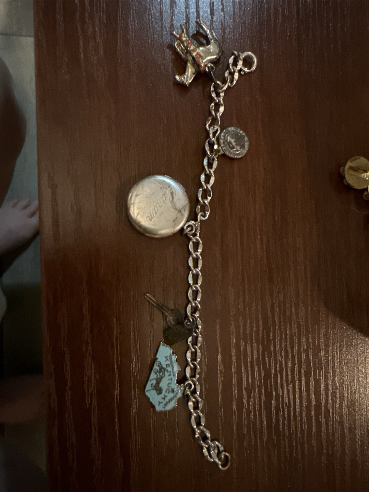 Kentucky Derby Vintage Charm Bracelet Eng. “caran” Locket ,Key, State,horse