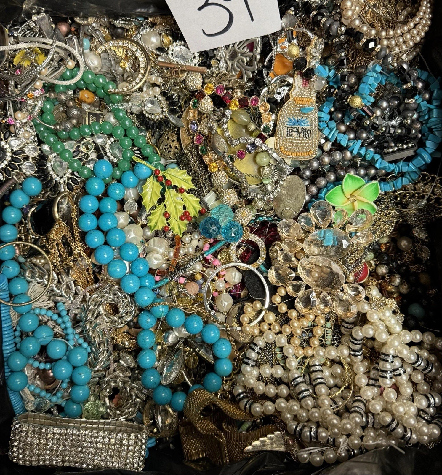 3 Pounds Unsorted Huge Lot VTG Jewelry Vintage Now Junk & Wear Resell Tangled In