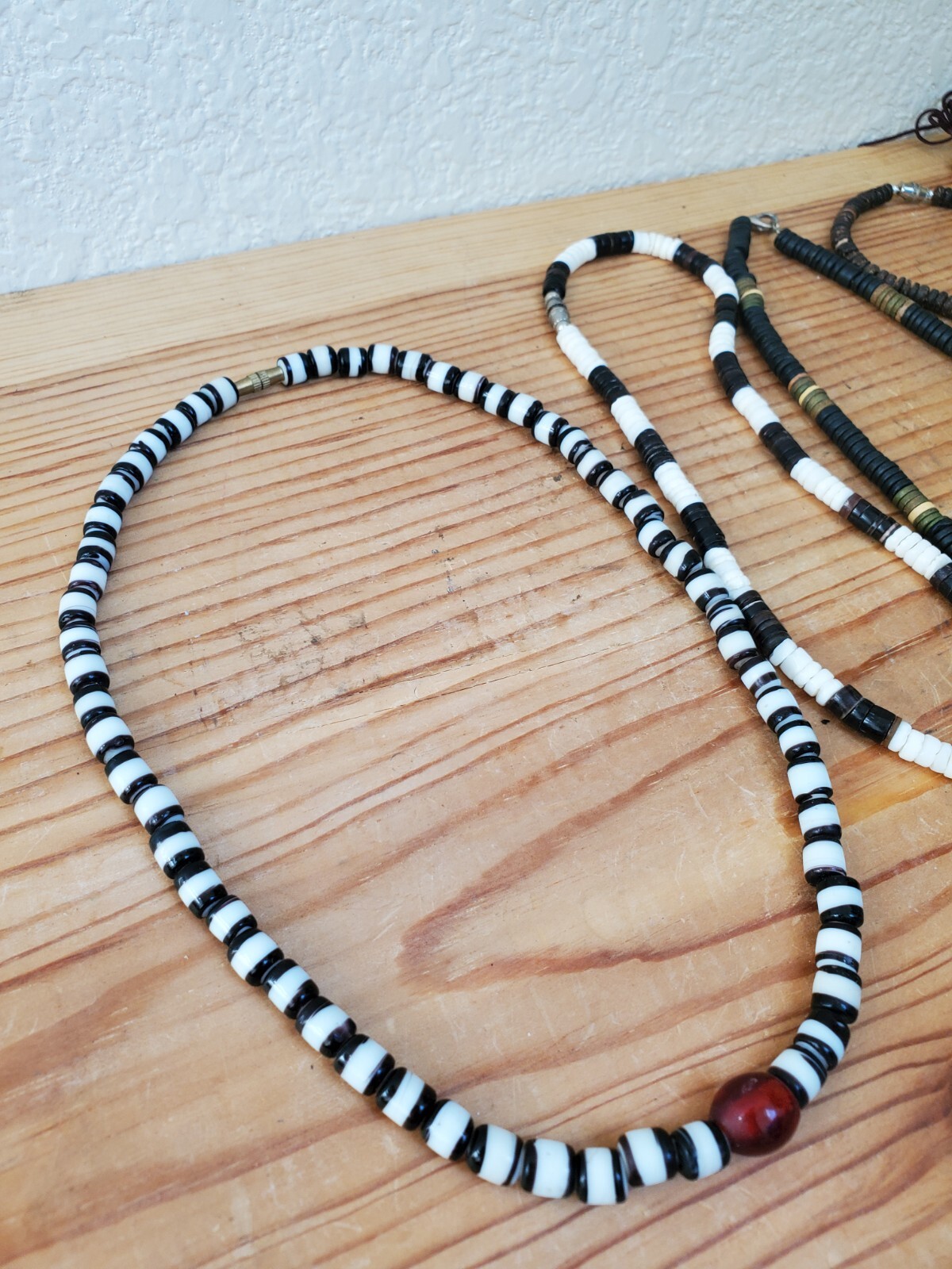 5x Ethnic African Natural Materials Necklaces Wood Glass Shell Prayer Seed Beads